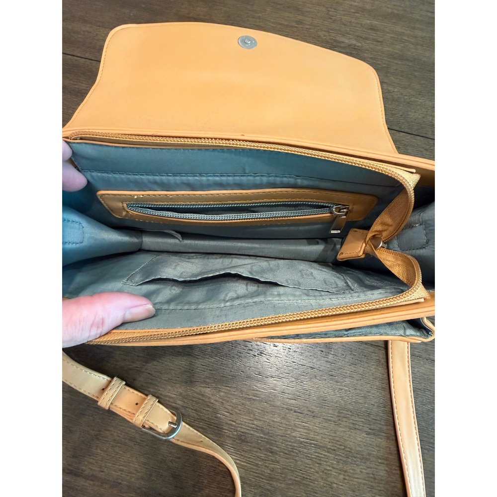 Pixie Mood Tan Vegan Leather Crossbody Bag Flap Messenger Adjustable Strap - Picture 5 of 9